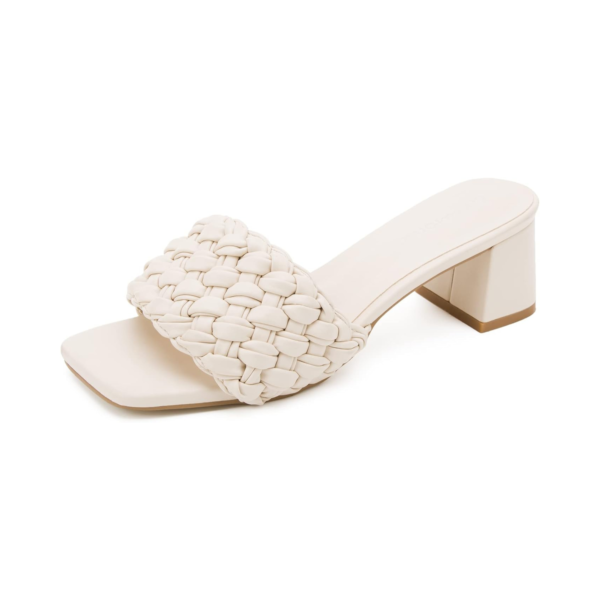 1 Nude Braided Block Heel Mules