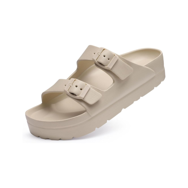 1 copy 2 Women's Milk White Buckle Slide Sandals