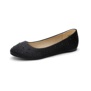 2 Women's Black Sole-Shine Rhinestone Flats