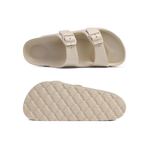2 copy Women's Milk White Buckle Slide Sandals