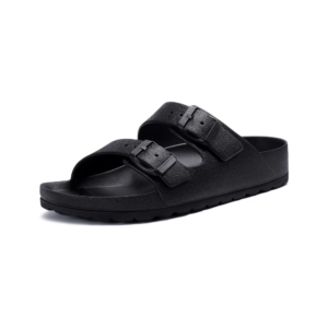 Women's Black Buckle Slide Sandals
