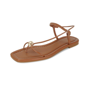 4 Brown Sandals with circle Gold Detail
