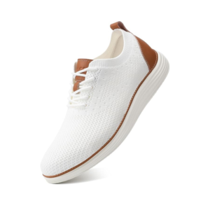 White & Chocolate Knit Oxford Sneakers