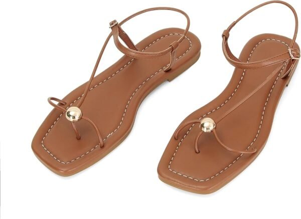 Brown Sandals with circle Gold Detail