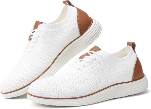 White & Chocolate Knit Oxford Sneakers