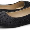 Women's Black Sole-Shine Rhinestone Flats