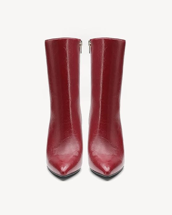 71Vt6urX34L._AC_SY695_ Cherry Red Classic Square-Toe Heeled Boots