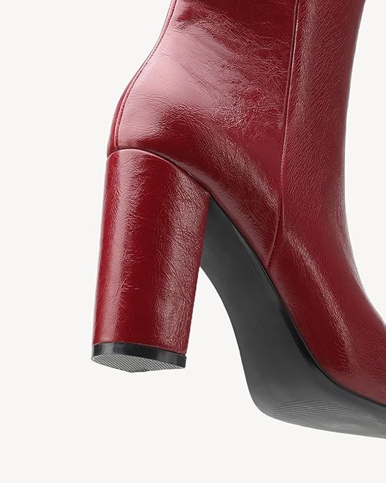 71zU3iTmsKL._AC_SY695_ Cherry Red Classic Square-Toe Heeled Boots