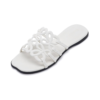 8 White X-Strap Woven Square-Toe Flat Sandals
