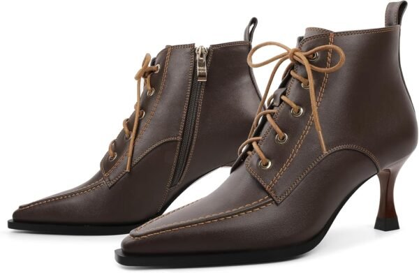 81X3FMLXZ0L._AC_SY695_ Women’s Brown Lace-Up Stiletto Booties