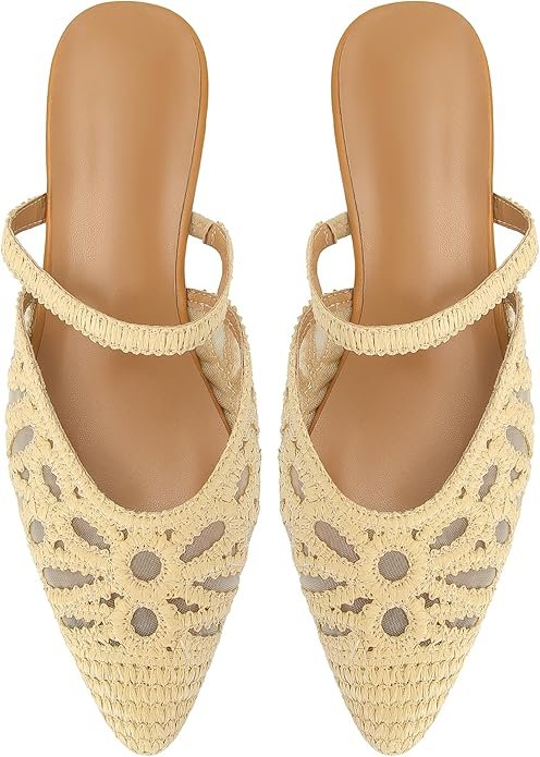 81mGXVo6CML._AC_SY695_ Raffia-Style Mesh Flat Mules