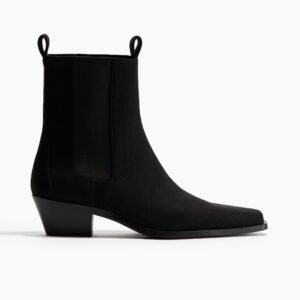 Square Toe Black Ankle Boots