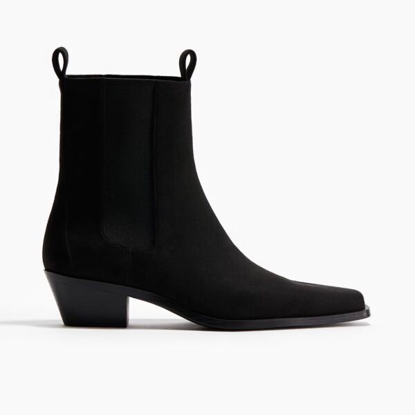 boot Square Toe Black Ankle Boots
